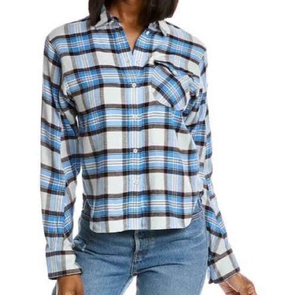 rag and bone Blue Plaid Button-Up Shirt Women’s XXS